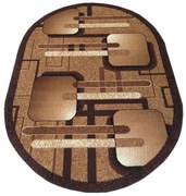 Brązowy owalny dywan z wzorami R0-T03