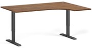 Narożne biurko z regulacją wysokości, 160x120 cm, 2 silniki, L/P, czarna podstawa, orzech