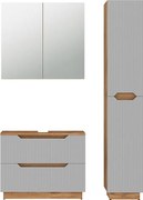 Zestaw mebli łazienkowych dąb/szary w paski 79.6x32x62.5 lotta