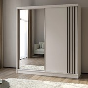 Szafa Przesuwna NELVIA 200 cm z Lustrem Szafa Dwudrzwiowa Biała