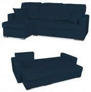 Narożnik Rene rozkładany z funkcją spania Family Meble sztruks niebieski