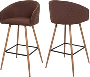 Stołek barowy MCW-D72 (zestaw 2 szt.),  tkanina/tekstylia, brązowy