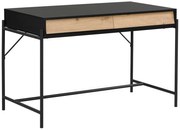 Biurko z 2 szufladami - MDF i metal - Czarny i naturalny - VUORIA