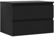 Mexen Rivel szafka łazienkowa podumywalkowa 70 cm z blatem, 2 szuflady, ryflowana , czarna mat - 91A20-07047-2-BFFC71