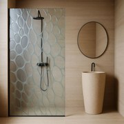 Ścianka prysznicowa WALK IN artystyczna z motywem kropli prostokątna 8 mm Arte Fusion Drop Classic MASSI | Różne rozmiary : Kolor profili kabiny - złoty szczotkowany, Szerokość ścianki - 80 cm, Typ montażu - WALK in FIX (Do ściany)