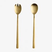 Dwuczęściowy Zestaw Sztućców Do Sałatek Ze Stali Nierdzewnej Sornia Złoto - Sklum