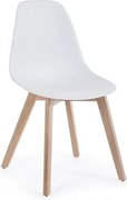 Zestaw 4 białych krzeseł z polipropylenu i drewnianymi nogami - SYSTEM