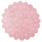Różowy bawełniany dywan dziecięcy tkany ręcznie odpowiedni do prania ø140 cm Little Biscuit Pink – Lorena Canals