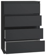 Komoda Malwa M4 CZARNY, 70/97 cm, 4 szuflady, bezuchwytowe