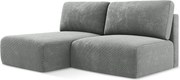 Otwarty Lewy narożnik z funkcją spania - z tkaniny szenilowej - szary - KONA