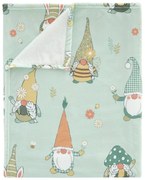 Jasnozielony koc z wielkanocnym motywem z mikropluszu 130x170 cm Spring Gonks – Catherine Lansfield