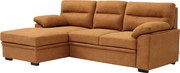 Kanapa narożna rozkładana lewostronna z tkaniny w kolorze terakota z podstawką pod napój ULENIO