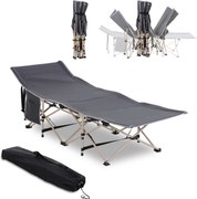 Outsunny Łóżko Kempingowe, Składane, Odporna na Warunki Atmosferyczne, z Torbą, 190 x 68 x 52 cm, Szare