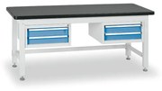 Stół warsztatowy BL z 2 szafkami na narzędzia, blat MDF + PCV, 4 szuflady, 1800 x 750 x 800 mm