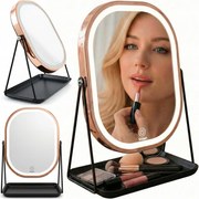 Lusterko Do Makijażu PREMIUM METALOWE Kosmetyczne PODŚWIETLANE LED | VOLAN