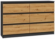 Podwójna komoda z szufladami antracyt + dąb artisan H0-S86