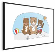 Plakat Misie na plaży 90x60 cm z ramą czarną z marginesem ARTGEIST B