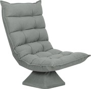 HOMCOM Fotel do czytania i relaksu, obrotowy, w wyglądzie aksamitu, 62 cm x 70 cm x 95 cm, Jasnoszary