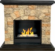 Kominek bioetanolowy Belluno, stojący biokominek, imitacja kamienia, dł. 105xgł. 38xwys. 100