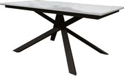 Drewniany stół, wykończenie z białego marmuru, czarna podstawa, rozkładany 160x90 - VOLPAIA