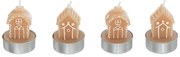 Świeczki tealight w kształcie domków z piernika, 4 sztuki