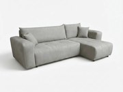 Jasnoszara rozkładana narożna sofa SORELA, dwustronna + 2 poduszki GRATIS