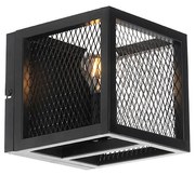 Industrialna lampa ścienna czarna z siatką - CagePrzemysłowy Oswietlenie wewnetrzne