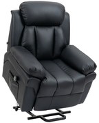 HOMCOM Fotel relaksacyjny elektryczny z funkcją wstawania czarny z nachyleniem do salonu | Aosom PL