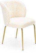 Krzesło do jadalni na złotych nogach tapicerowane tkaniną bouclé K474