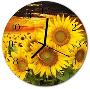 Zegar szklany okrągły Słonecznik
