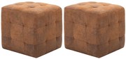 Komplet brązowych tapicerowanych puf K8-R02