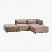 Dwuczęściowa Prawa Sofa Modułowa Z Szezlongiem I Pufą Fogler Sztruksu Camel - Sklum