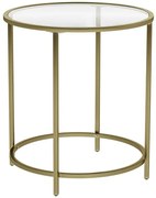 Okrągły Złoty Stolik Kawowy Ze Szklanym Blatem P9-L86