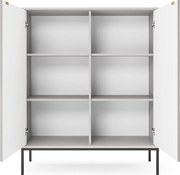 Komoda: 2 drzwi, szary, czarny, 104 x 125 x 39 cm, złote uchwyty