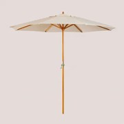 Parasol Ø290 Cm Z Tkaniny I Drewna Cretas Nude Beżowy - Sklum
