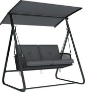 Outsunny Huśtawka rattanowa 2-osobowa z regulowanym daszkiem, miękką poduszką, stelażem A | Aosom PL