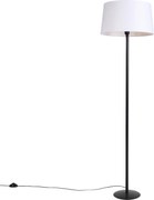 Lampa stojąca czarna z białym abażurem z lnu 45 cm - Simplo