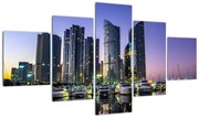 Obraz jachtów i drapaczy chmur (125x70 cm)