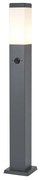 Zewnetrzna Lampa zewnętrzna ciemnoszara ze szkłem opalowym 80 cm IP44 z gniazdem i czujnikiem ruchu - Malios Nowoczesny Oswietlenie zewnetrzne