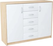 Skandynawska komoda dąb sonoma + biały M2-M04