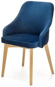 Granatowe tapicerowane krzesło drewniane N7-F23