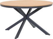 Okrągły aluminiowy stół ogrodowy o średnicy 125 cm - Antracyt i jasny naturalny - ZEYVA od MYLIA
