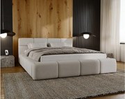 Emporius Oslo łóżko tapicerowane 180 x 200 - gruba pianka, nowoczesny styl, łóżko z pojemnikiem - łóżko tapicerowane beżowe (Solar 3)