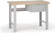 Stół warsztatowy G7, blat bukowy, 1200 x 685 x 840 mm, 1x kontener, 1x szuflada, szary