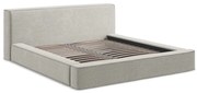 Jasnoszare tapicerowane łóżko dwuosobowe ze schowkiem i stelażem 160x200 cm Noho – Makamii