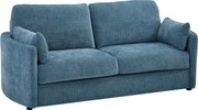 Kanapa 3-osobowa rozkładana typu express - Miejsce do spania 140 cm - Materac 12 cm z pamięcią kształtu w teksturowanej tkaninie w kolorze niebieskim BAGOMI