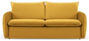 Musztardowa aksamitna rozkładana sofa 214 cm Vienna – Cosmopolitan Design