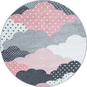 Dywan dziecięcy Bambi Chmurki różowo-kremowe 120 cm x 120 cm koło