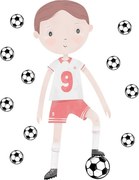 Bayo Naklejka ścienna Piłkarz, czerwony