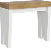 Konsola rozkładana 90x40/196 cm Spimbo Mix Small Blat Dąb naturalny - Struktura Frassino biała